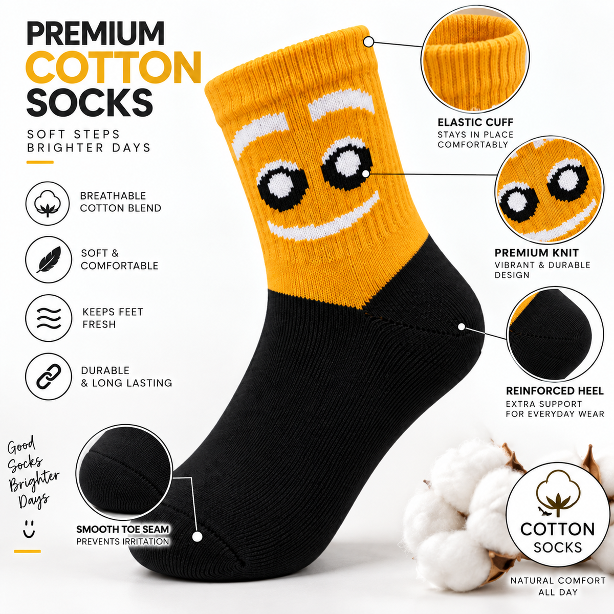 Smile socks pack of 5